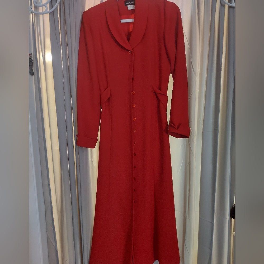 Vintage Leslie Fay Calf-Length Buttn Down 1970s Style Hostess Dress